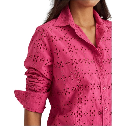 폴로 랄프로렌 LAUREN Ralph Lauren Petite Eyelet Cotton Shirt