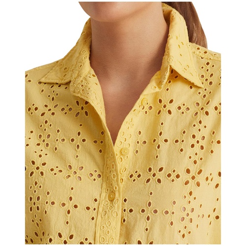 폴로 랄프로렌 LAUREN Ralph Lauren Petite Eyelet Cotton Shirt