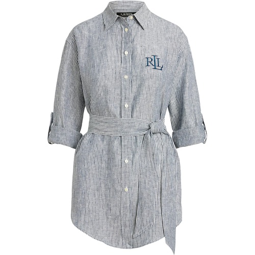 폴로 랄프로렌 LAUREN Ralph Lauren Petite Striped Logo Linen Shirt