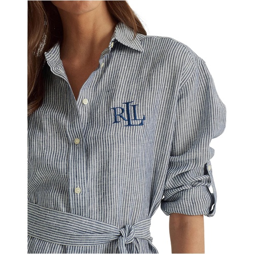 폴로 랄프로렌 LAUREN Ralph Lauren Petite Striped Logo Linen Shirt