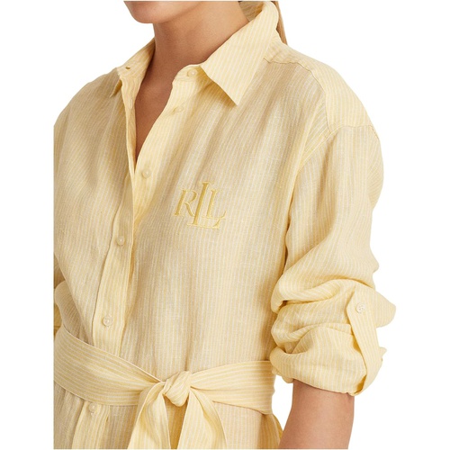 폴로 랄프로렌 LAUREN Ralph Lauren Petite Striped Logo Linen Shirt