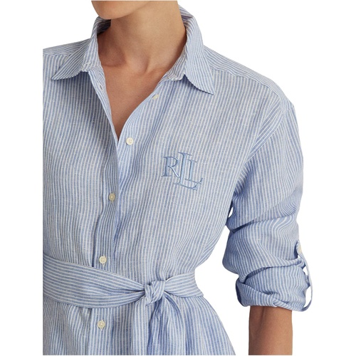 폴로 랄프로렌 LAUREN Ralph Lauren Petite Striped Logo Linen Shirt