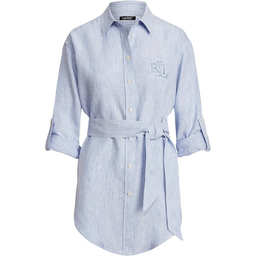 폴로 랄프로렌 LAUREN Ralph Lauren Petite Striped Logo Linen Shirt