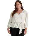 LAUREN Ralph Lauren Plus Size Jersey Peplum Blouse