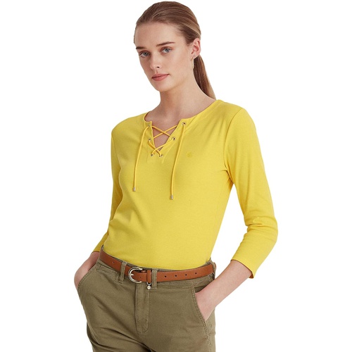 폴로 랄프로렌 LAUREN Ralph Lauren Stretch Cotton 3u002F4 Sleeve Top