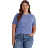 LAUREN Ralph Lauren Plus Size Eyelet Logo Jersey Tee