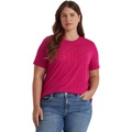 LAUREN Ralph Lauren Plus Size Eyelet Logo Jersey Tee