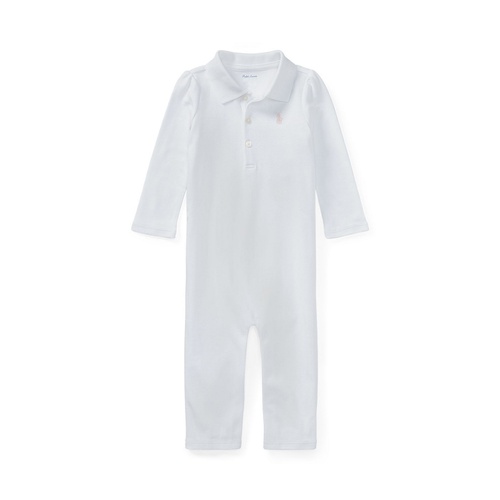 폴로 랄프로렌 Baby Girls Ribbed Polo Collar Coverall