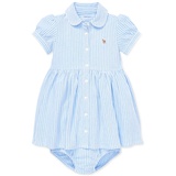 Baby Girls Striped Knit Oxford Dress