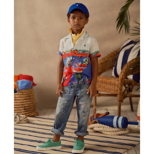 폴로 랄프로렌 Toddler and Little Boys Sailboat-Print Camp Shirt