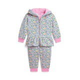 Baby Girls Floral Terry Hoodie and Jogger Pants Set