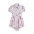 Baby Girls Belted Floral Oxford Dress