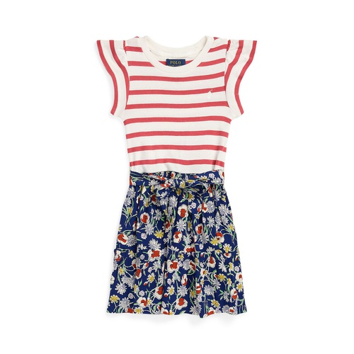 폴로 랄프로렌 Toddler and Little Girls Striped Floral Cotton-Blend Dress