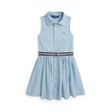 Toddler and Little Girls Belted Cotton Chambray Shirtdress