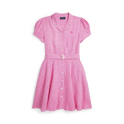 폴로 랄프로렌 Big Girls Belted Gingham Linen Dress