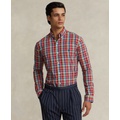 Mens Classic-Fit Plaid Stretch Poplin Shirt