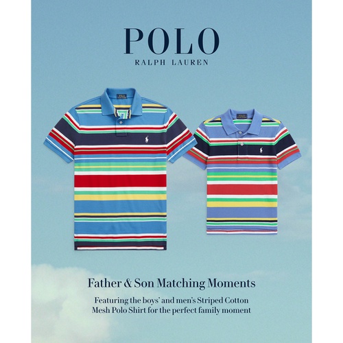 폴로 랄프로렌 Mens Classic-Fit Striped Mesh Polo Shirt