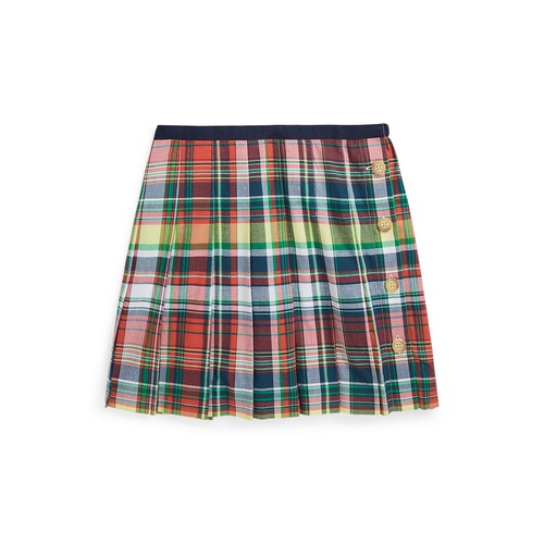 폴로 랄프로렌 Big Girls Pleated Cotton Madras Skirt