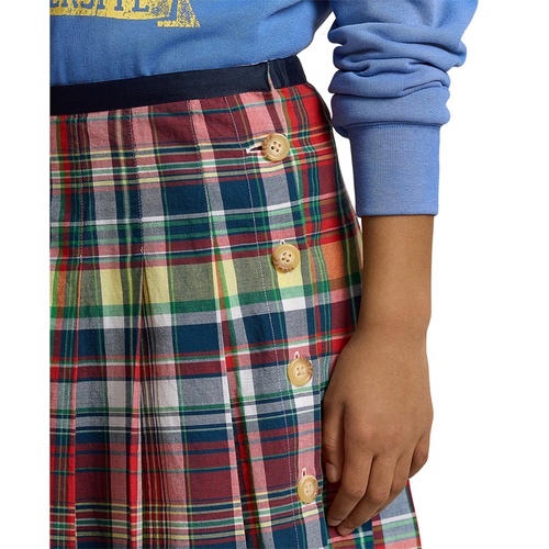 폴로 랄프로렌 Big Girls Pleated Cotton Madras Skirt