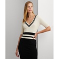 Womens Two-Tone Sweater Sheath Dress