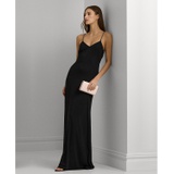 Womens Chain-Strap Twisted-Back Gown