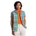 Big Boys Plaid Linen Camp Shirt