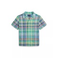 Toddler and Little Boys Plaid Linen Camp Shirt