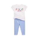 Baby Girls Logo Jersey T Shirt and Gingham Leggings Set