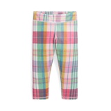 Toddler and Little Girls Madras-Print Performance Crop Leggings