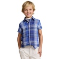 Toddler and Little Boys Plaid Linen Short-Sleeve Shirt