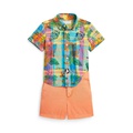 Baby Boys Cotton Madras Shirt and Chino Shorts Set