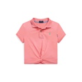 Toddler and Little Girls Twist-Front Stretch Mesh Polo Shirt