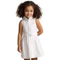 Toddler and Little Girls Belted Cotton Oxford Shirtdress