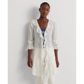 Womens Embroidered Eyelet Shirt Jacket