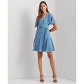 Womens Crinkle Georgette Surplice Dress