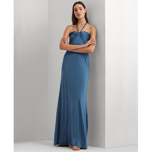 폴로 랄프로렌 Womens Beaded Halter Jersey Gown