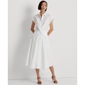 Womens Twist-Front Cotton-Blend Shirtdress