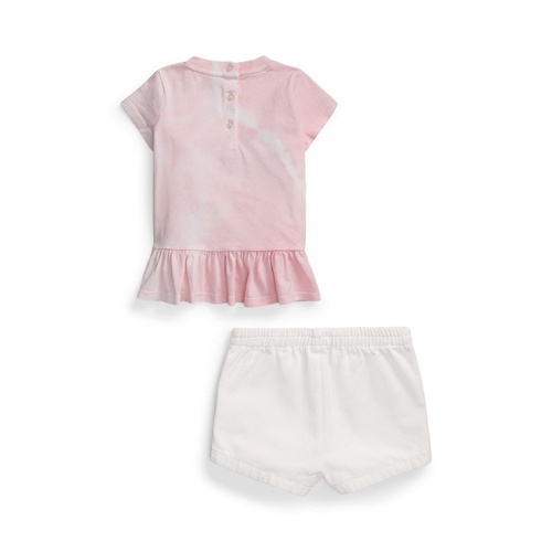폴로 랄프로렌 Baby Girls Tie-Dye Polo Bear T-shirt and Chino Shorts Set