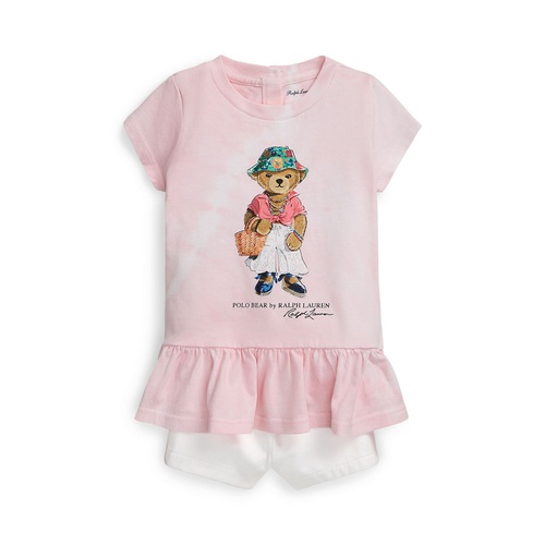 폴로 랄프로렌 Baby Girls Tie-Dye Polo Bear T-shirt and Chino Shorts Set