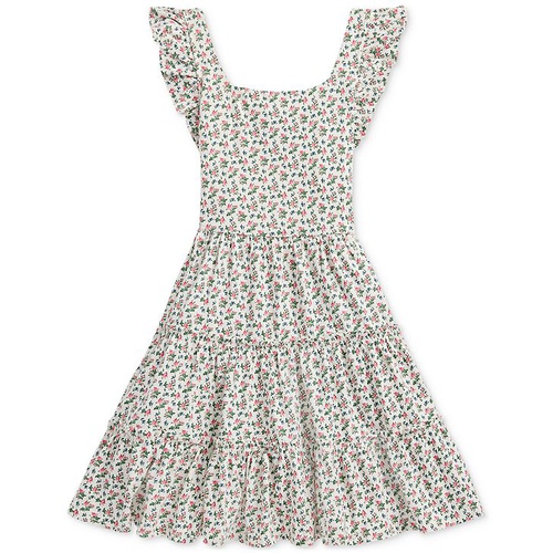 폴로 랄프로렌 Big Girls Floral Ruffled Cotton Jersey Dress