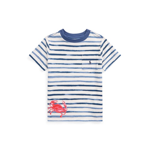 폴로 랄프로렌 Toddler and Little Boys Striped Crab Cotton Jersey Pocket Tee