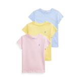 Toddler and Little Girls Cotton Jersey Crewneck T-shirts Pack of 3