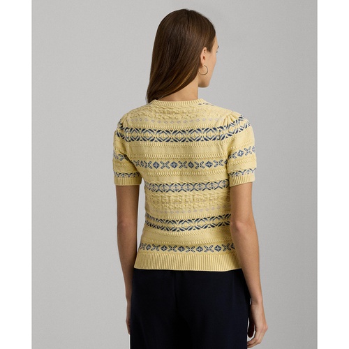 폴로 랄프로렌 Womens Fair Isle Puff-Sleeve Sweater Regular & Petite