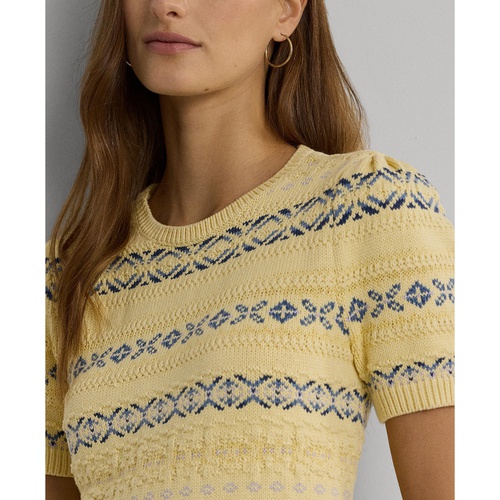폴로 랄프로렌 Womens Fair Isle Puff-Sleeve Sweater Regular & Petite