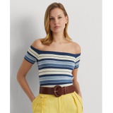 Womens Striped Off-The-Shoulder Sweater