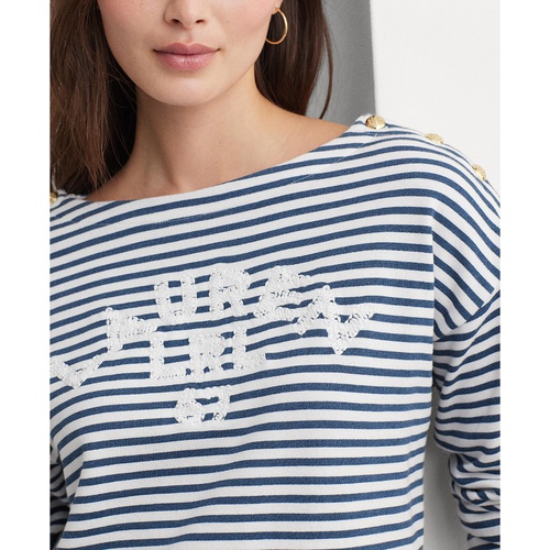 폴로 랄프로렌 Womens Embroidered Striped Top