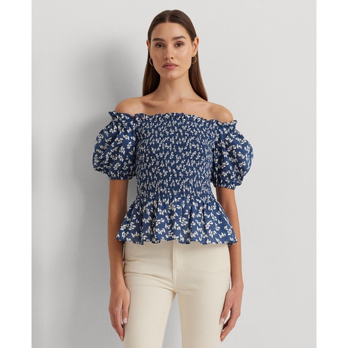 폴로 랄프로렌 Womens Ruffled Off-The-Shoulder Peplum Top