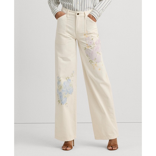 폴로 랄프로렌 Womens Printed High-Rise Wide-Leg Jeans Regular & Petite