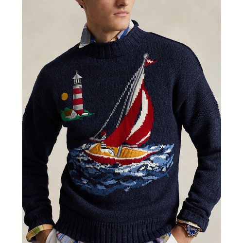 폴로 랄프로렌 Mens Regular-Fit Sailboat Intarsia-Knit Sweater