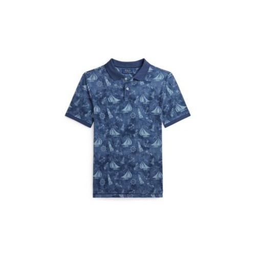 폴로 랄프로렌 Big Boy Nautical-Print Cotton Mesh Polo Shirt